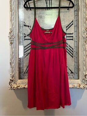 Old Navy Women's Fuchsia Slip Dress / Top with Olive Trim